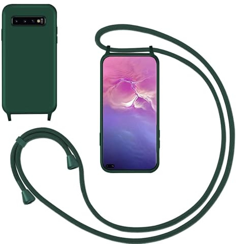 GoodcAcy Silikon Handykette Handyhülle für Samsung Galaxy S10,Smartphone Necklace Hülle mit Band Schutzhülle mit Kette zum umhängen Halskette Flüssig Silikon Case für Samsung Galaxy S10,Grün