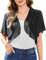 Aottori Damen Chiffon Bolero Festlich ärmellos Elegant Shrug Top Kurze Strickjacke Cardigan Open Front Casual Bolerojacke Schulterjacke Schwarz XXL