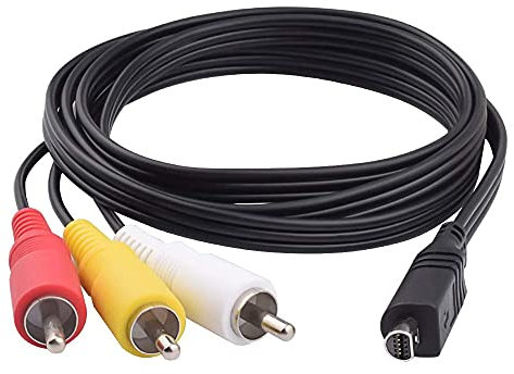 VMC-15FS AV A/V Audio Video Cable Replacement 10Pin AV 3RCA Video Cord Compatible with Handycam Camcorder DCR-SR90/ DPP-EX50/ HDR-CX7/ HDR-FX7 DCR-DVD301 DVD305 DVD308 and More Models (3.9ft)