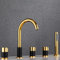 Badewanne Wannenrandarmatur 5 Loch Set Wannenarmatur mit Herausziehbarem Handbrause Bad Dusche Badezimmer Armatur Badewannenarmatur Gold+Schwarz