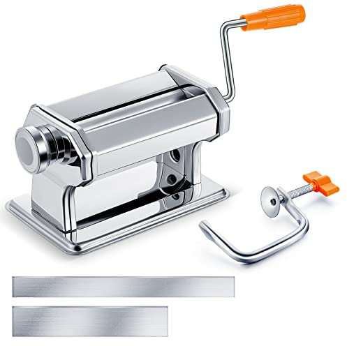 Polymer Clay Roller Machine Clay Presser Machine with 2 Pieces Flexible Polymer Clay Cutters Clay Conditioning Machine Includes Clamp and Hand Crank for Craft Projects Clay Tools