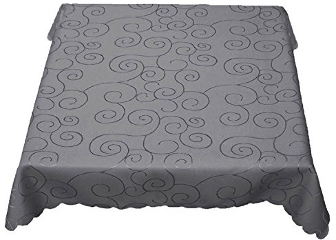 texpot Ornament Tischdecke mit Ranken und Bogenrand Bügelfrei(160 x 220 cm oval, grau)