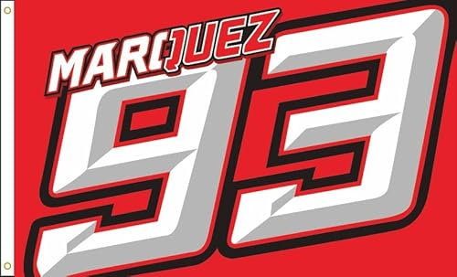 Eksent Moto GP 93 Flagge, 90 x 150 cm, Banner Marc Marquez-Flagge (Duplex-Druck, helles und lebendiges 150D-Polyester, Messingösen-Design ist langlebig)