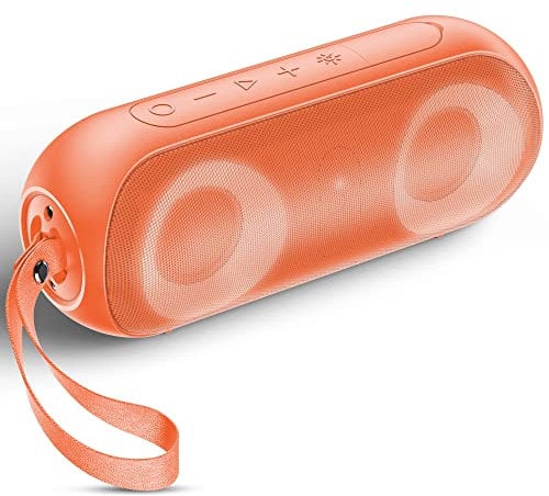 NOTABRICK Bluetooth Speaker, Portable Speakers Wireless with Light, 30W Stereo Deep Bass, 100ft Range Bluetooth 5.0, IPX7 Waterproof, 15H Playtime for Shower Outdoor Beach Party Gift(Orange)