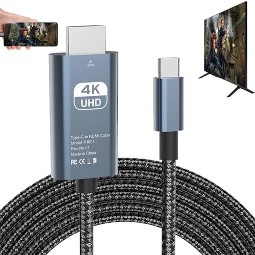 HDMI Adapter USB Typ C MHL Kabel Geflochten 4K HD Video Konverter HDTV Kabel zum Spiegeln auf Projektor Monitor TV kompatibel HP Laptop MacBook Samsung Note 9 20 Plus Galaxy S20 S21 S22 S23 Android