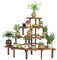Gaommini Pflanzenleiterbank, Eck-Pflanzenständer Blumentreppe Blumenbank aus Holz für drinnen und draußen, 4-stöckige Pflanzenregale, Blumenregal für Gartenterrasse, rechtwinkliger Pflanzständer