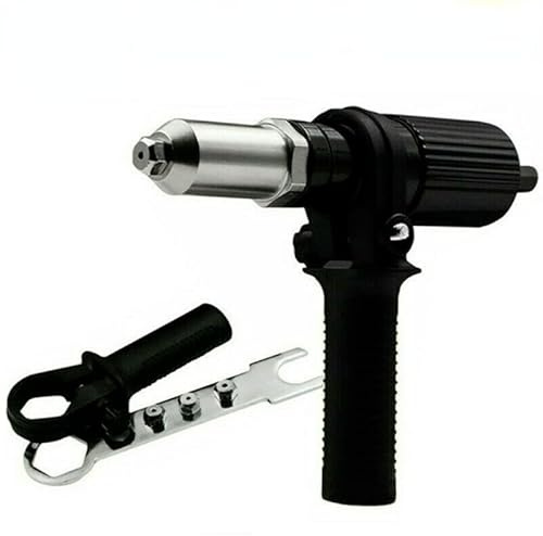 LSDZHK Electric Rivet Gun Adapter Kit,Cordless Drill Riveting Insert Nut Tool with 2.4/3.2/4.0/4.8mm Diameter Rivet Head and Handle Wrench (Black-01)