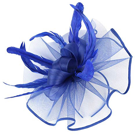 Damen Mesh Federn Bänder Hut und Fascinator Hochzeitshut Party Fashion Baseball Caps Kinder Cap Mädchen 52 (Y3-Blue, One Size)