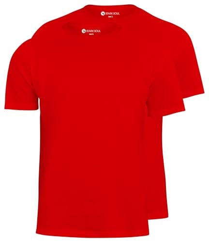 STARK SOUL® T-Shirt 2er Pack, Baumwolle, Rundhalsschnitt | Rot | Größe XXL