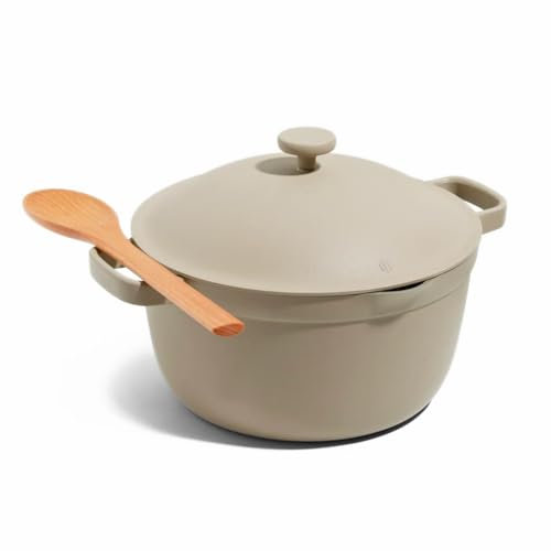 Our Place Perfect Pot - Sartén de cerámica antiadherente de 5.5 cuartos de galón con tapa | Utensilios de cocina versátiles para estufa y horno | Vapor, hornear, estofar, asar | Sin PTFE y PFOA | No
