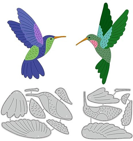 GLOBLELAND Geschichtete Kolibri-Stanzformen Für Die Kartenherstellung Vogel-Tier-Prägeschablonen Aus Karbonstahl Vorlage Für Dekorative Prägung Papierkarte DIY-Album Basteln