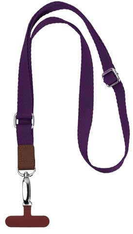 Correa Movil, Colgante Movil Cuello, Cuerda para Móvil Universal, Cordón Colgante Movil, Cordón para Teléfono Ajustable con Parche, Cadena Smartphone Correa Ancha para Fundas de Teléfono (Morado)