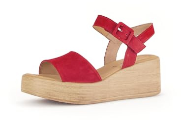 Gabor Damen Keilsandalen, Frauen Sandalen,Best Fitting,Wedge-Heel,Sommerschuhe,Freizeitschuhe,offene Schuhe,Rubin (Holz),37 EU / 4 UK