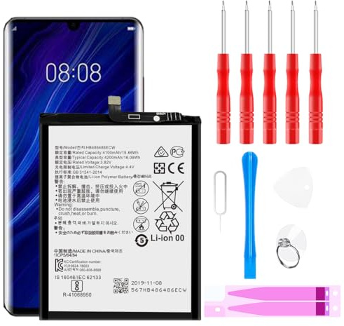 Akku für HB486486ECW,4500mAh Li-ion Polymer Ersatzakku kompatibel mit Huawei Mate 20 PRO / P30 PRO HB486486ECW,Profi Werkzeug Set Kit