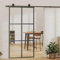 Gecheer Porta,Scorrevole,con Set Binario,Kit Montaggio,in Vetro ESG e Alluminio,102x205 cm,Set Porte Sorrevoli con Kit Binario,Porta Scorrevole in Vetro e Alluminio,Griglie 3x2