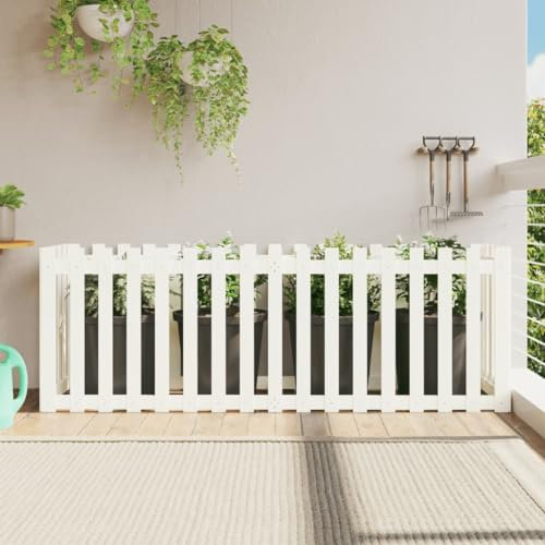 CIADAZ Hochbeet Lattenzaun-Design Weiß 200x50x70 cm Massivholz Kiefer, Palettenrahmen, Hochteich, Gemüsebeet, Kräuterregal Balkon, Blumenbeet, Kräuterspirale, Tomatenbeet, Pflanzhochbeet - 832513
