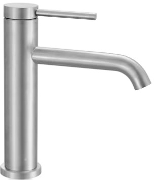 Rea Waschtischarmatur CLIF BRUSH NICKEL LOW Wasserhahn Bad Badarmatur aus Messing Armatur für Waschbecken Badezimmer Mischbatterie Waschbecken Einhebel (Stahl)
