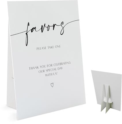 Favors Please Take One Sign(8 x 11 Inch Table Sign with Holder), Thank You for Celebrating Our Special Day, Minimalist Wedding Decoration Sign, Bridal Shower Baby Shower Favors for Guests-WEEDS09