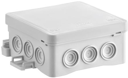 SIMET Anschlussdose NS6 FASTBOX&HOOK, Abmessungen 85 X 85 X 40 MM, grau, halogenfrei, selbstverlöschend, UV-beständig, IP54, mit Einhängemöglichkeit HNS, 1 Stk.