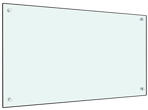 Homgoday Paraschizzi da cucina, paraschizzi resistente al calore e ai graffi per fornelli, pannello decorativo per cucina, pannello da parete, paraspruzzi, facile da pulire, in vetro temperato bianco
