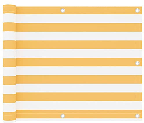 Gecheer Balkon Sichtschutz UV-Schutz Balkonabdeckung Balkonverkleidung Balkonumspannungen Weiß und Gelb 75x500 cm Oxford-Gewebe
