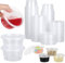 Pot Plastique 100ml Avec Couvercle Anti-Fuite - 100 Pièces Réutilisables pour Sauce, Dips, épices - Récipient Conservant la Fraîcheur