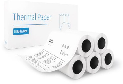 Vretti Papel térmico de 80 x 50 mm, 5 rollos, para impresora térmica, de alta calidad y duradero, compatible con impresoras térmicas M815 y M817
