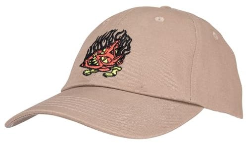 SANTA CRUZ Devil natas Panther Herren-Mütze, verstellbar, bestickt, Original Skateboard (IT, Text, Einheitsgröße, Beige), beige, One size