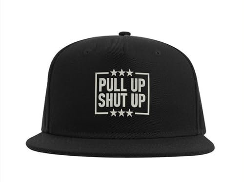 Pull Up Shut Up Calisthenics Workout Snapback Cap Embroidered Fullcap Herren Mütze Schwarz, Schwarz , Einheitsgröße