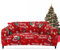 FIGOOO Sofabezug Weihnachten 2 Sitzer Stretch Sofabezüge mit Armlehnen Spandex Couchbezug Christmas Anti-Rutsch Waschbar Sofa Protection Cover Schonbezug Couch(2-Sitzer,Kirsche)