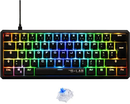 The G-Lab - Keyz Thallium - Clavier Mécanique 60% USB - Mini Clavier Gamer, Mécanique Format Ultra-Compact, 100% Personnalisable. Pc/ps4/ Ps5/xbox - Azerty - Blue Switch Interchangeable - New