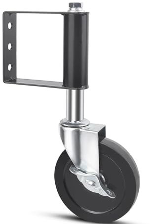 Heavy Duty Gate Caster Wheel, 4 inch Heavy Duty Rubber Wheel, Gate Roller with Brake, for Fence Wooden Gate with 100 Lbs Load Capacity, Black