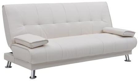 Vente-unique-Schlafsofa Klappsofa - Kunstleder - Weiß - Maxime II