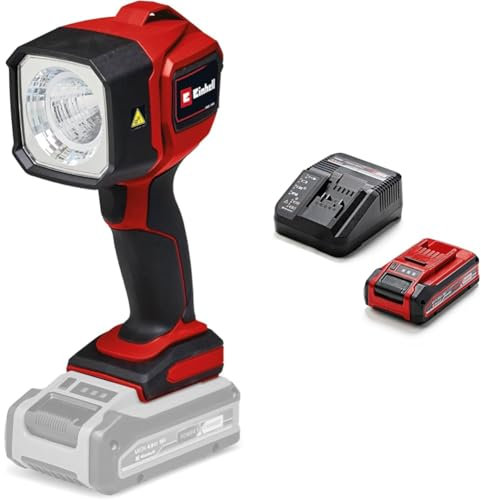 Einhell Akku-Lampe TC-CL 18/350 Li Power X-Change (18 V, 350 lm, 7000 K, 30 m Leuchtweite, schwenkbarer Leuchtkopf, hochwertiges LED-Licht, inkl. 3,0 Ah Akku + Ladegerät)