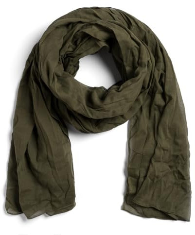 Langer Schal, Schal – 100 % Baumwolle – Größe 110 x 300 cm – Damen und Herren – Länge 3 Meter – Komfort und Fließfähigkeit, dunkles kaki, Extra long
