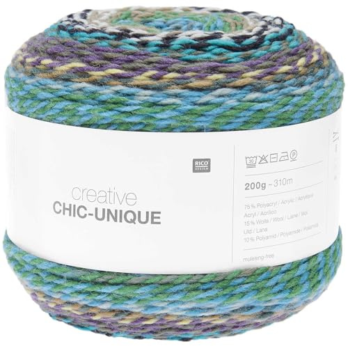 Rico Chic Unique Dk Bobbel Farbverlaufswolle zum Stricken oder Häkeln (023 Ivies)