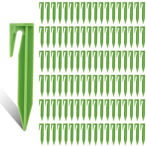 SENENQU 200er-Set Erdnägel Mähroboter Erdnägel für den Mähroboter Kunststoff Erdanker Kabel Mähroboter Zubehör für Mähroboter Begrenzungskabel Kompatibel mit Gardena, Worx, Bosch (200Stk-Grün)