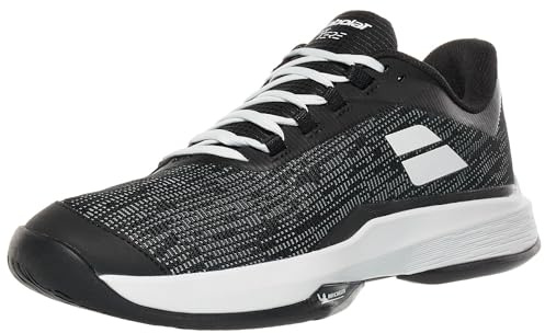 Babolat - Tennisschuhe Modell Jet TERE 2 AC M, Größe 44.5, Schwarz/Weiß, Atmungsaktives Mesh-Obermaterial, Dämpfende Sohle, Seitliche Verstärkungen für Stabilität, Strapazierfähige Michelin-Sohle