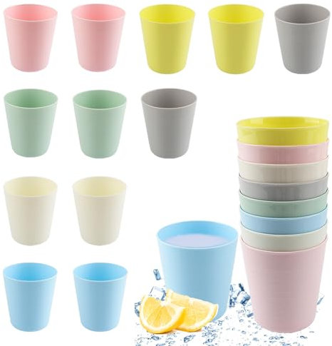 badaren Lot de 12 Gobelet Plastique Reutilisable, Gobelets Plastique Colorés de 250 Ml, 6 Couleurs–Tasse à Boire–Parfaits pour Les Fêtes, La Cuisine, Les Pique-Niques, Le Camping, Les Voyages