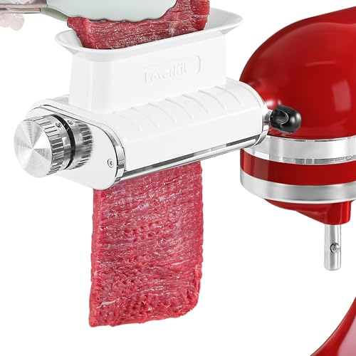 Meat Tenderizer Attachment for Kitchenaid Stand Mixers, Adjustable 3 Thickness Settings, Durable Metal Housing & Dishwasher Safe Plastic Rollers/Gears Accessories-White
