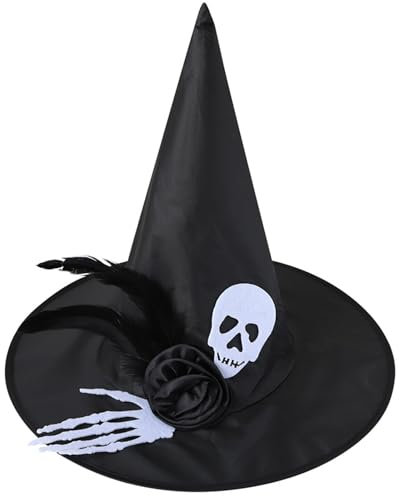 Ldabrye Schädelkopf Witch Caps Für Erwachsene Wizard Halloween Party Kopfbedeckung Cloche Urlaub Kopfwege Rollenspiele Bühne
