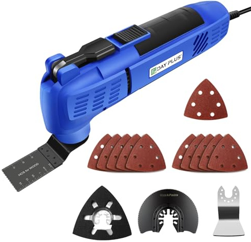 300W Oscillating Multitool Kit, 22000 RPM Electric Corded Multifunction Tool with 3° Oscillation Angle, Quick Change Blade System, 15pcs Accessories for Cutting, Sanding, Grinding and Scraping