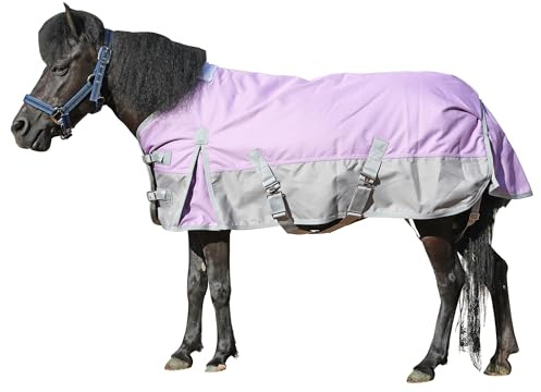 Gallopoff 1200D ponnyfilt 200 g/m² – vattentätt och ventilerande regntäcke för ponnyer, shetty, fodrad vinterfilt med korsremmar, svans och justerbar bröststängning 115 cm