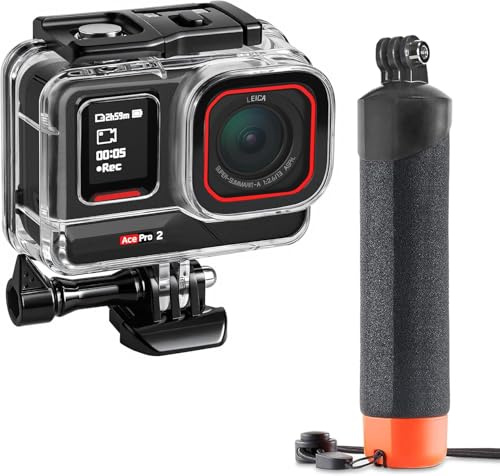 FitStill Tauchset für Insta 360 ace pro 2/ace pro, 50M/164FT Wasserdichtes Gehäuse + Auftriebsgriff, für Unterwasserfotografie ace pro 2 Zubehör