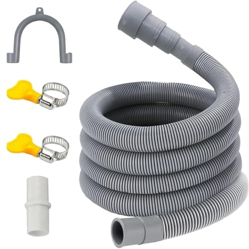 XingRuize Tuyau Vidange Machine a Laver 0.5/1/1.5/2/2.5/3/4/5/6/7/8/9/10M, Convient à 4 Tailles d'interface, avec Support et Colliers de Serrage, Tuyau de Vidange Universel Pour Laveuse Lave Vaisselle