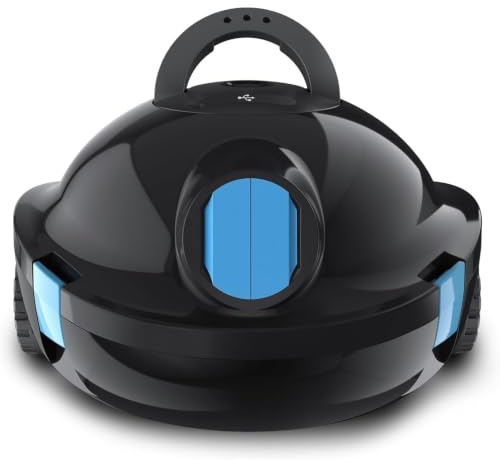 Robot Piscine, Robot Piscine sans Fil Y10 | Aspirateur Automatique et Puissant, 130 Minutes d'Autonomie & Auto-Stationnement, Conçu pour Bassins Enterrés et Piscines à Fond Plat jusqu'à 110 m²(Noir)