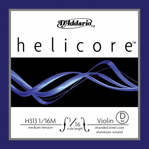 D'Addario Helicore Violin Single D String, 1/16 Scale, Medium Tension