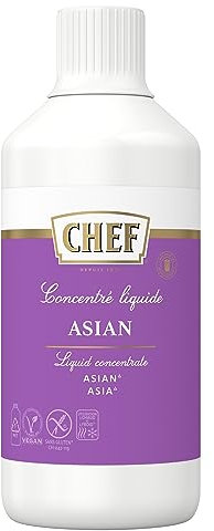 CHEF Concentré Liquide Asian - Saveur Asiatique - Utilisable à Chaud et à Froid - Gain de temps en Cuisine - Aide Culinaire, Sauce, Bouillon, Fonds - Bouteille de 980 ml