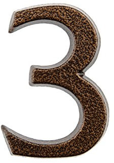 HUBER numero civico 3 in alluminio 10 cm I numeri civici per casa & porta - targhette con numero civico in nobile design rame antico 3D, verniciato a polvere