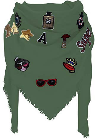 XXL PATCHES Damen STICKER Karo Schal Tuch Deckenschal Karoschal Halstuch Fashion Plaid (Grün)